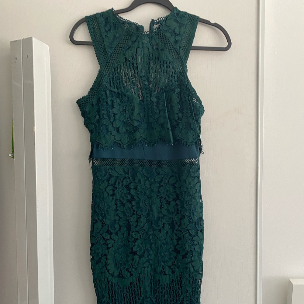 Lulu’s lace above the knees dark green dress size M